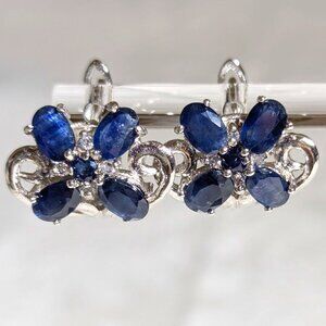 GRADUATION GIFT - Earring Sapphire Flowers set in Sterling Silver!